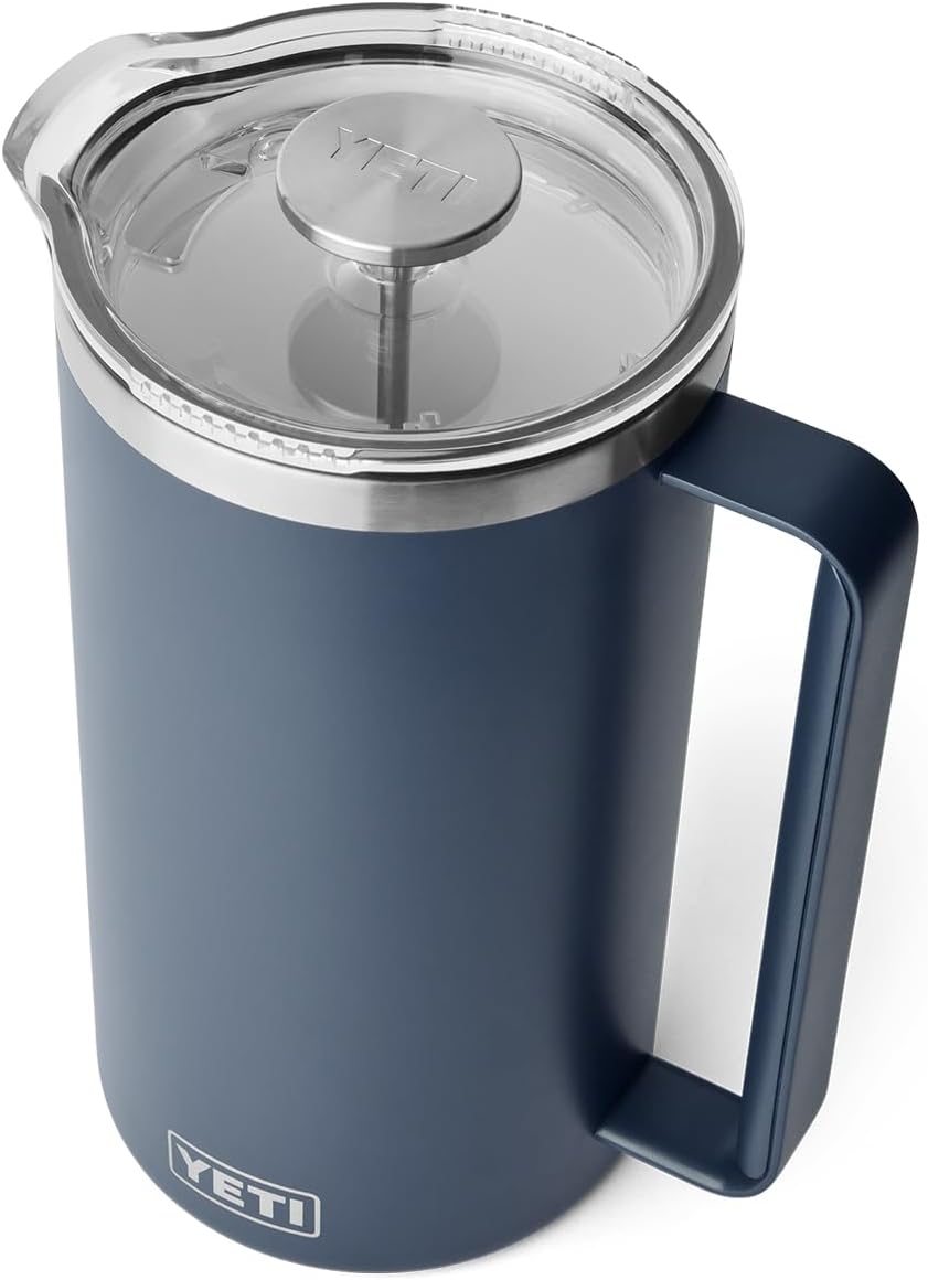 YETI Rambler 64 oz. French Press Coffee Maker - Durable Navy Design for Perfect Brews