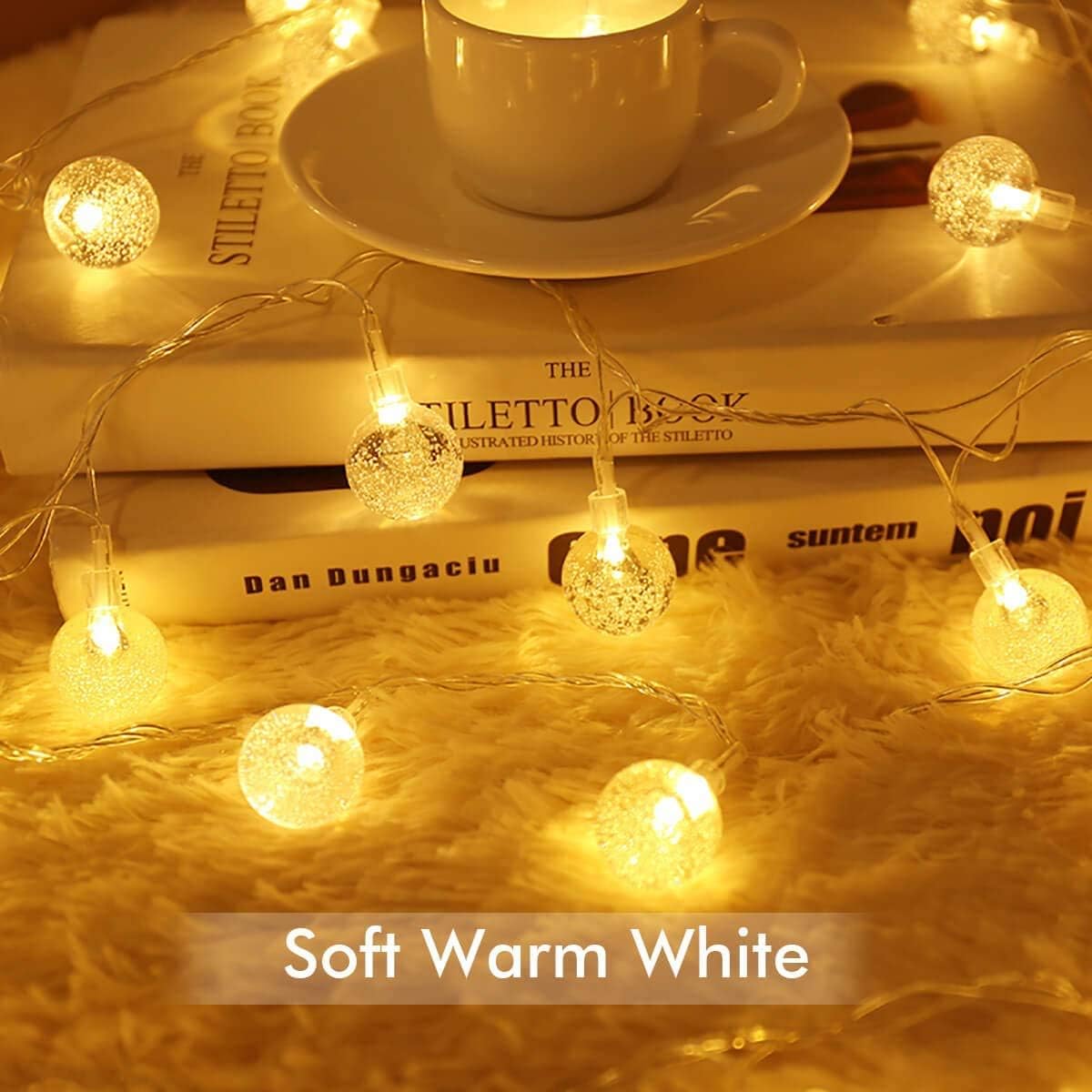 Skiennix Battery Operated Globe String Lights - 33 FT, 80 LED, Waterproof, 8 Modes with Remote Control | Indoor/Outdoor Fairy Lights for Home & Parties, Warm White