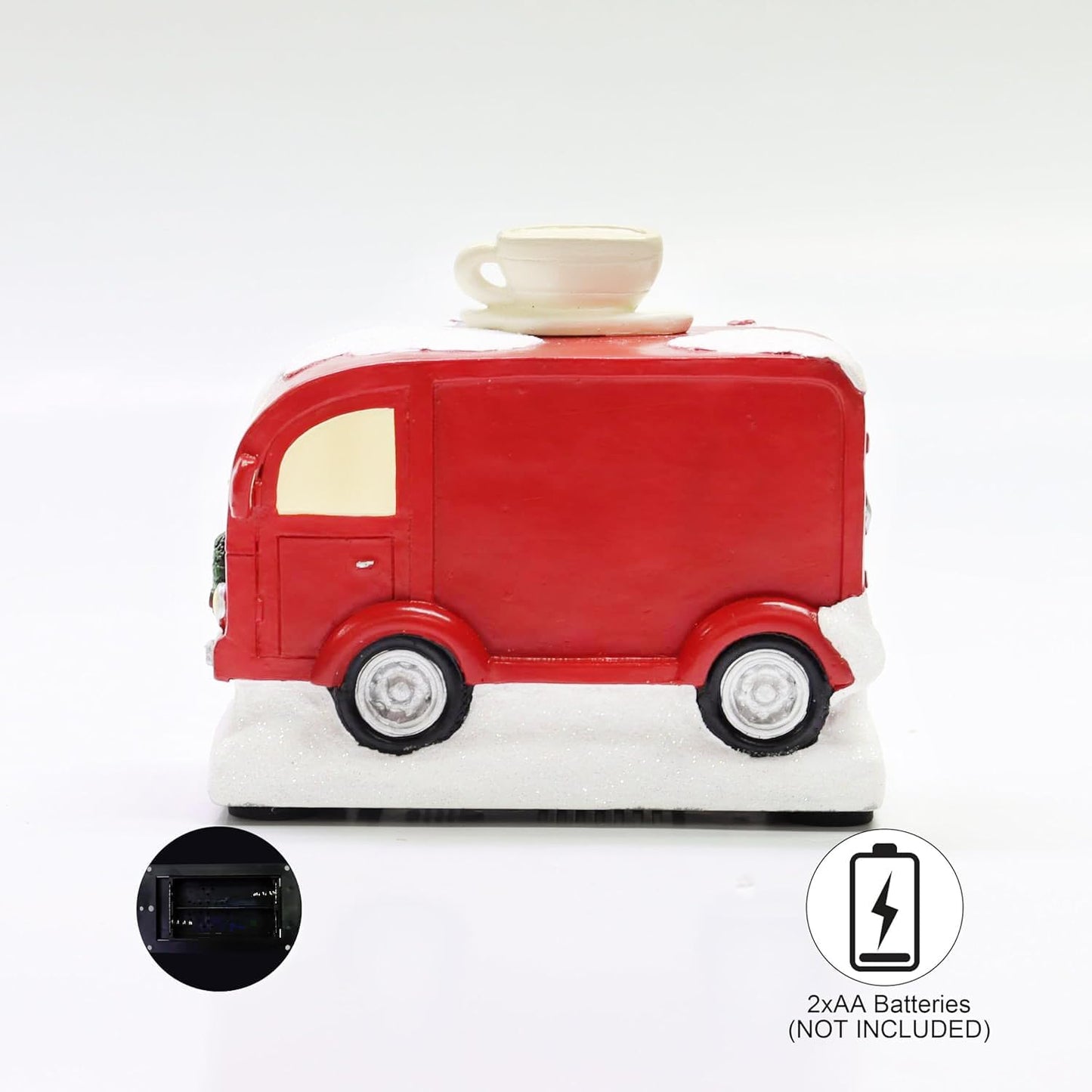 Moments In Time Christmas Coffee Truck Village Scene - Lighted LED Holiday Decor, Hand-Painted Polyresin
