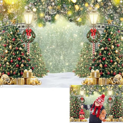 Winter Christmas Tree Backdrop 7x5ft Xmas Pine Tree Photography Background Holiday Banner Props Variation of 7x5FT(2.1m x 1.5m)