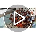 Artificial Fall Flowers Bouquet with Eucalyptus - Blue, Wine & Orange Variation