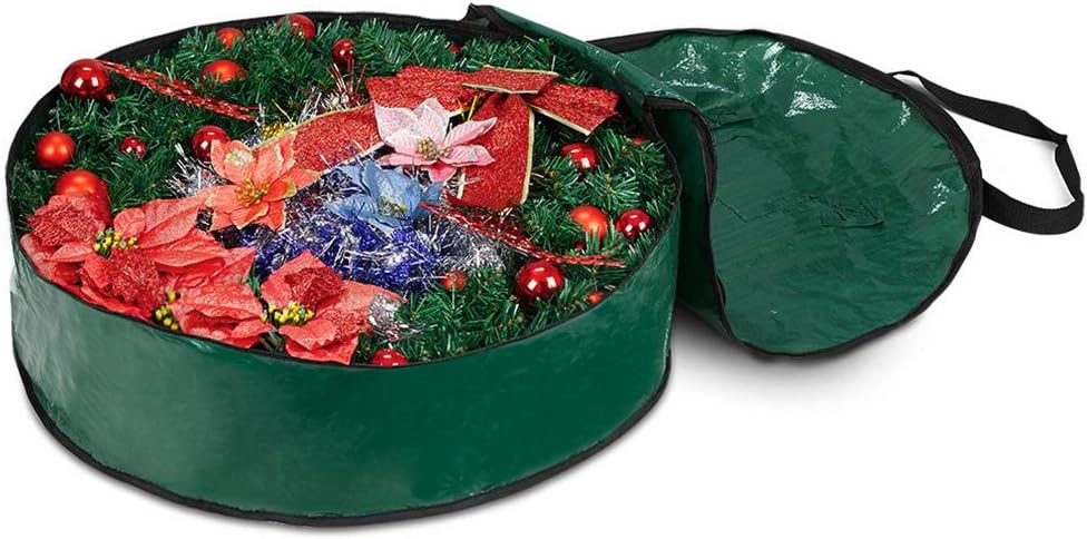 ProPik Christmas Wreath Storage Bag - Heavy-Duty Tear Resistant Container with Handles | 36” x 8” (Green)