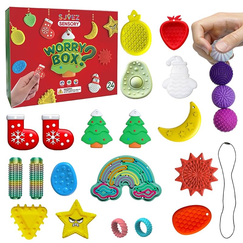 Advent Calendar Fidget Toys Set - 24 Day Sensory Stone for Kids & Adults, Stress Relief
