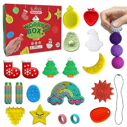 Advent Calendar Fidget Toys Set - 24 Day Sensory Stone for Kids & Adults, Stress Relief