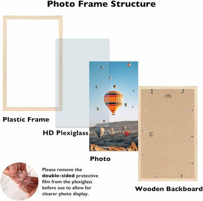 JCJMY Picture Frame - 8.5x14 Wall Mount for Horizontal or Vertical Display | Shatter-Resistant Plexiglass, Natural Finish