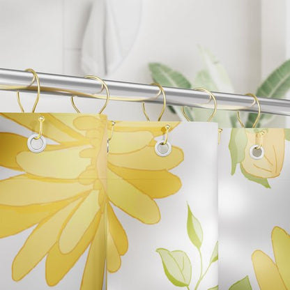 AmazerBath Shower Curtain Hooks Gold Shower Curtain Rings, Simple Double Hook Shower Curtain Hooks Rust Proof, Metal Smooth Shower Hooks for Shower Curtain Rod, 12 Pcs Shower Rod Hook Light Gold