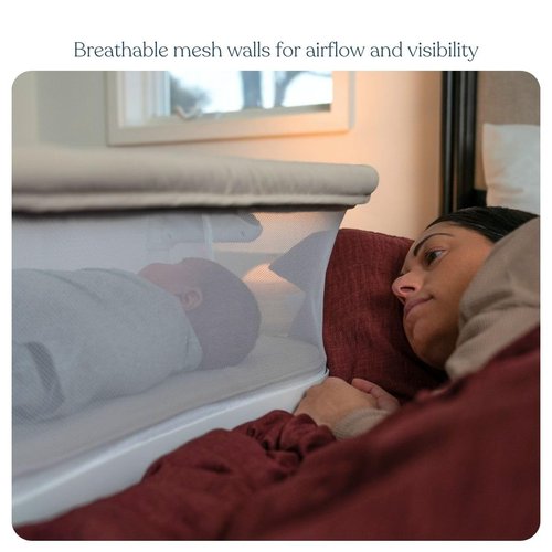 HALO BassiNest Lite – Breathable Baby Bassinet Slides Over Bed with Mesh Walls for Airflow & Visibility, Lowering Wall for Easy Access, Portable & Lightweight, Fits Most Beds