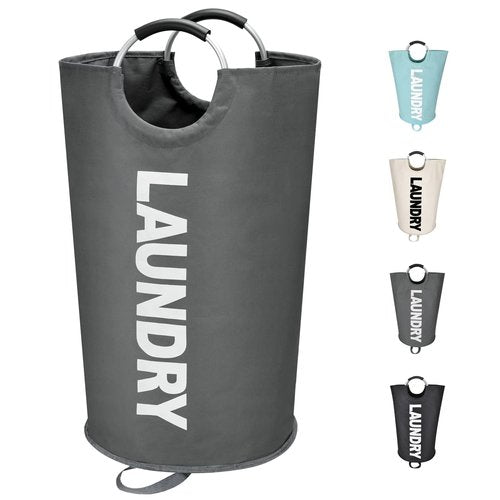 Maxsilan 90L Large Laundry Basket, Freestanding Tall Clothes Hamper, Collapsible Laundry Bag, Dark Grey