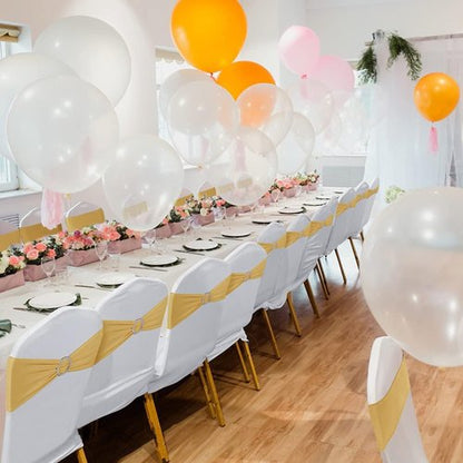 Babenest Spandex Chair Sashes - 50PCS Premium Stretch Covers with Buckle Slider for Weddings & Events | Gold