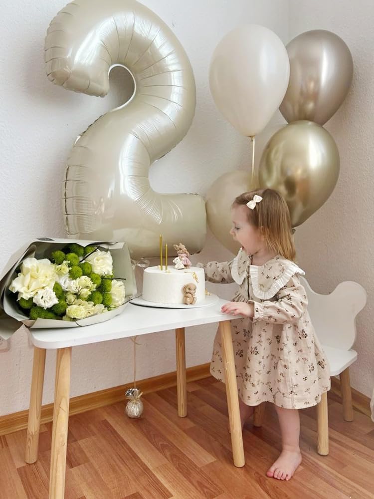 Skiennix 40-Inch Cream White Number Balloons - Perfect for 2nd, 12th, 21st Birthday & Celebration Decor