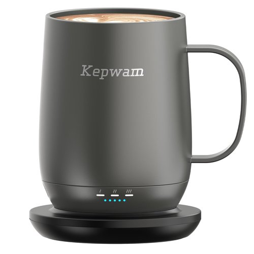 Kepwam Self Heating Coffee Mug, 16oz Smart Heated Coffee Mug, 150 Min Battery Life - Hot up to 149℉ Temperature Control Coffee Mug Warmer, Gifts for Women and Men