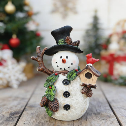 Regine Switzerland Snowman Figurines - Charming Holiday Indoor Decorations | Winter Ornaments (Holding Cardinal)