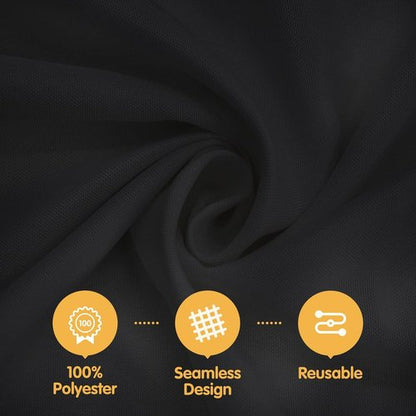 BRILLMAX 70-Inch Black Round Tablecloths - 6 Pack, Water & Stain Resistant Polyester for Weddings & Events