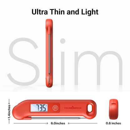 Professional Meat Thermometer - NIST Certified Accuracy ±0.5℉ | Instant Read, Waterproof, Auto-Rotate Display, Red