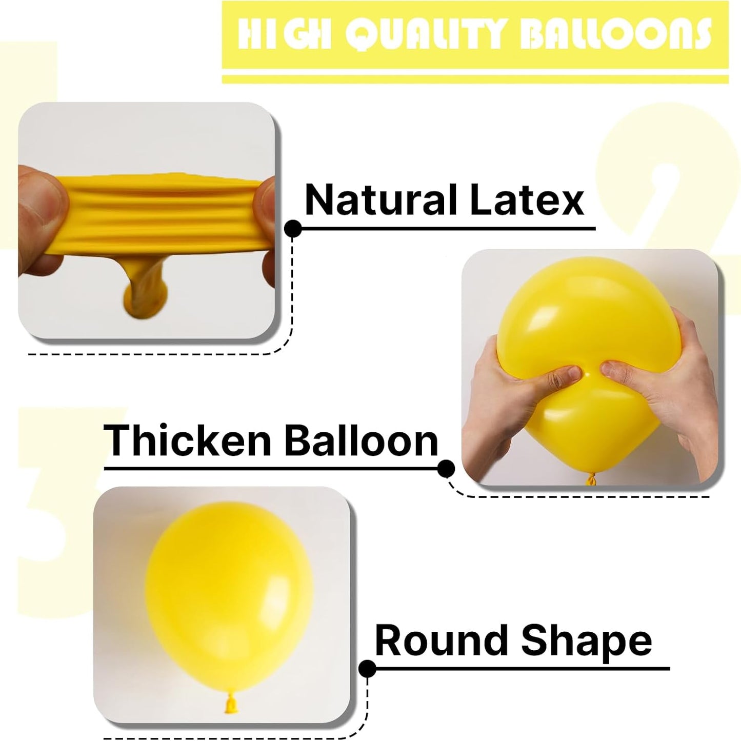 PartyWoo Yellow Balloons - 100-Pack Matte Latex Balloons in 5-18 Inch Sizes for Parties & Events