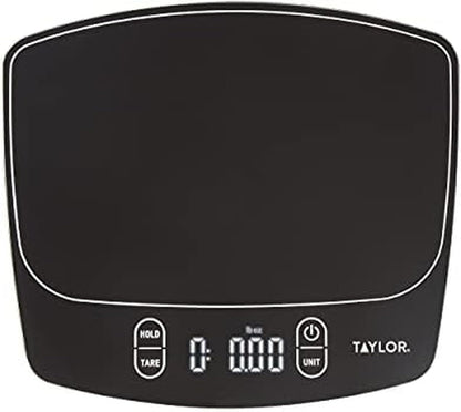 Taylor Waterproof Digital Kitchen Scale - Accurate Measurements Up to 11 Pounds | Sleek Black Design