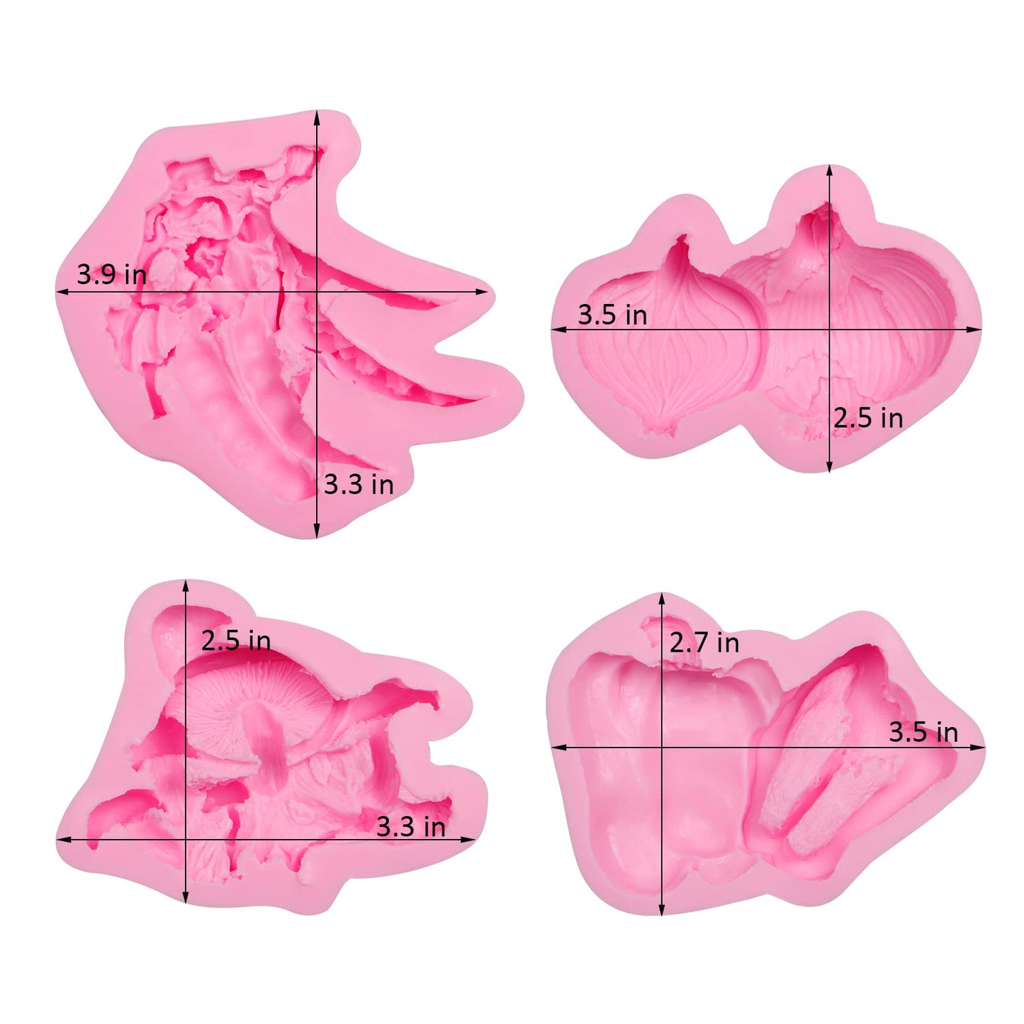 Mushroom Silicone Fondant Mold, Onion Green pepper Chocolate Molds, Vegetable Peas Kitchen Baking Mold for Cake Decoration Candy Clay Resin DIY Craft Ice Cube Pudding