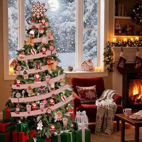 Gingerbread Ornaments Set - 43 Pcs with Santa, Candy & Snowflakes (Variation: Gingerbread Snowflakes)