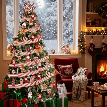 Gingerbread Ornaments Set - 43 Pcs with Santa, Candy & Snowflakes (Variation: Gingerbread Snowflakes)