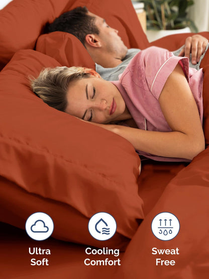 Skiennix Extra Deep Twin Sheet Set | 4-Piece Breathable Cooling Bedding - Soft, Wrinkle-Free Terracotta