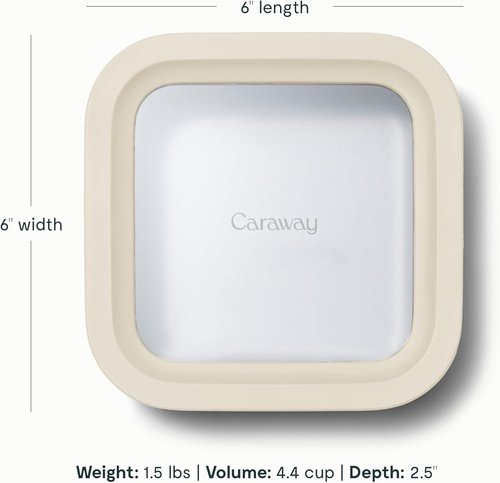 Caraway Glass Food Storage - 4.4 Cup Non-Toxic Glass Container | Dishwasher & Microwave Safe - Cream