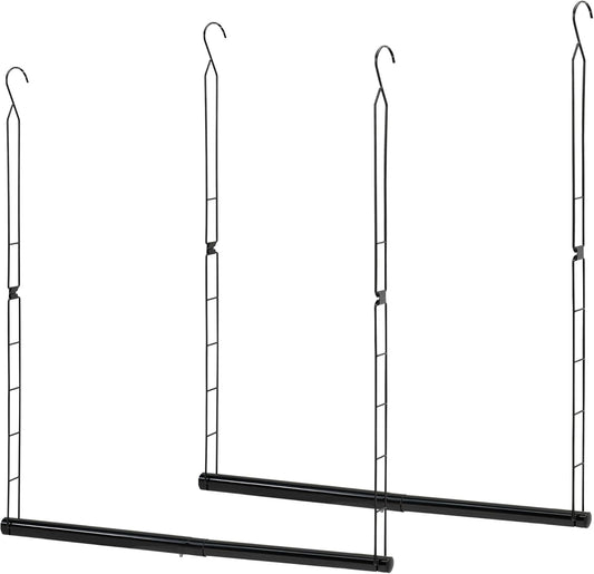 Storage Maniac Adjustable Closet Rod - Space-Saving Hanging Organizer, 2 Pack Black