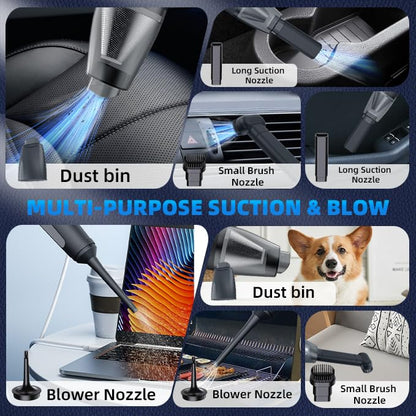 DUCK Wireless Handheld Vacuum Cleaner Black - Portable Car-Mounted Dust Collector with Powerful Suction