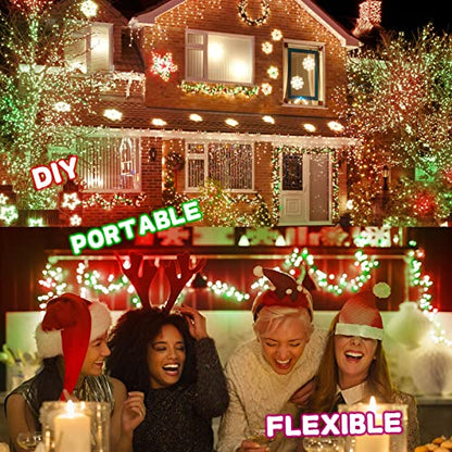 Battery Operated LED Fairy String Lights 16.4FT Red & Green Christmas Decor