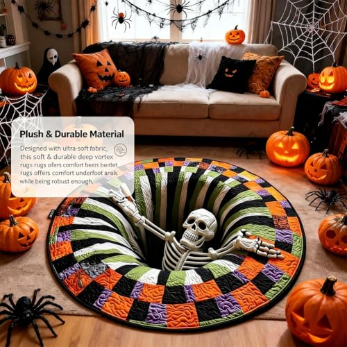 Halloween 3D Optical Illusion Rug - Ghosts Skeleton Pumpkins Door Mat