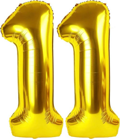Gold Number 11 Balloon - 40 Inch Giant Foil Balloon for 11th Birthday Party Decorations