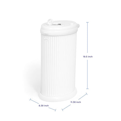 Ubbi Fluted Stainless Steel Diaper Pail - Odor Locking Design | No Special Bags Required, White