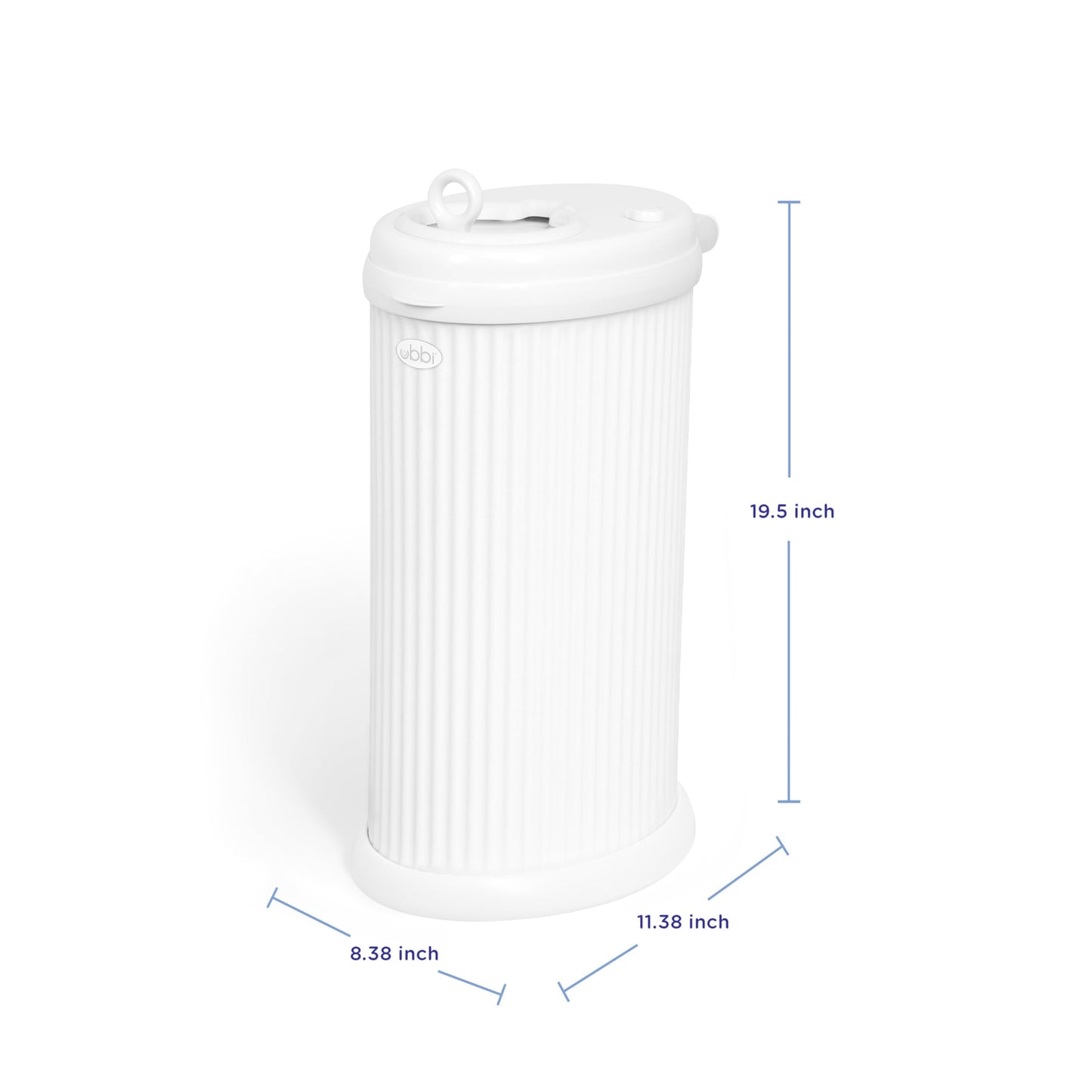 Ubbi Fluted Stainless Steel Diaper Pail, Odor Locking, No Special Bag Required, Award-Winning, Registry Must-Have, White
