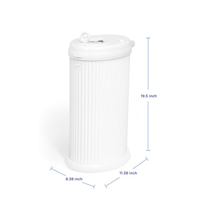 Ubbi Fluted Stainless Steel Diaper Pail, Odor Locking, No Special Bag Required, Award-Winning, Registry Must-Have, White