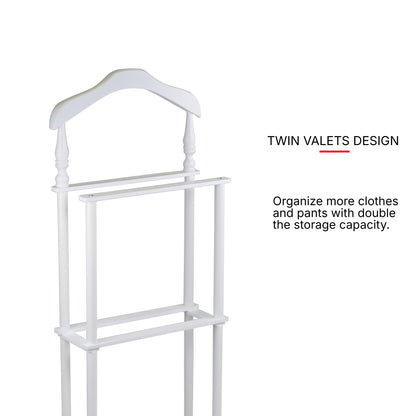 Proman Products Sakura Twin Valet with Wooden Hanger, Trouser Bar & Tie Bar, White