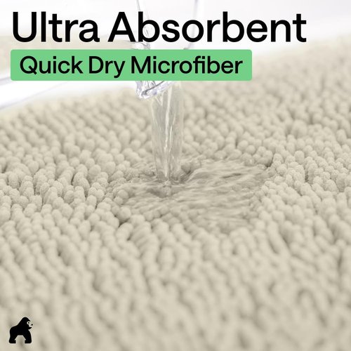 Gorilla Grip Bath Rug Mat - Thick Soft Absorbent Chenille | Quick-Dry Microfiber 30x20, Dusty Cloud