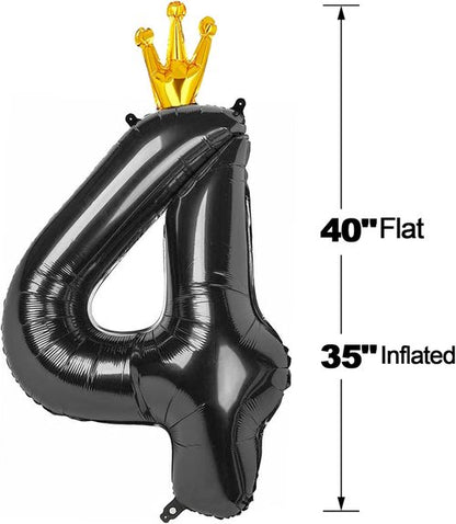 40 Inch Black Number 4 Balloon by [Brand Name] - Elegant Black and Gold Party Decoration