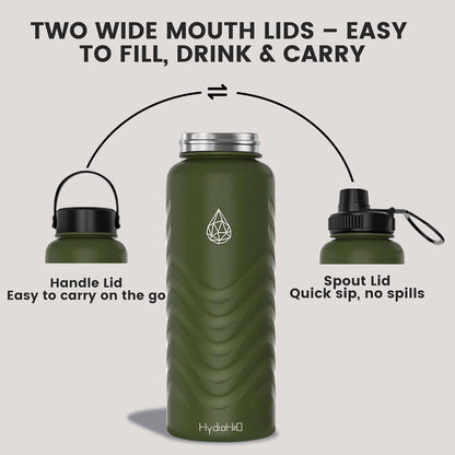 Skiennix 24oz Stainless Steel Insulated Water Bottle - 48H Cold & 24H Hot, Leak-Proof, BPA-Free | Green