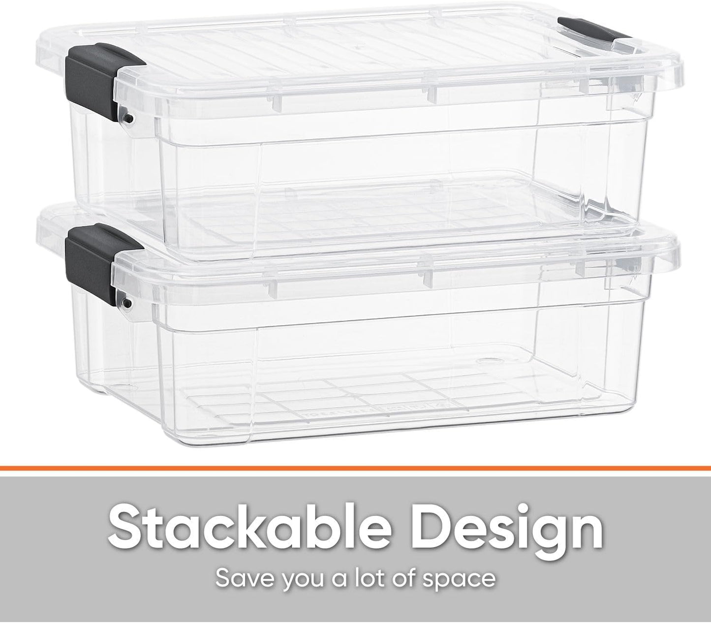 Superio Clear Plastic Storage Bin - 7.4 Quart, Non-Toxic & BPA Free, Stackable Organizer Box for Home & Office