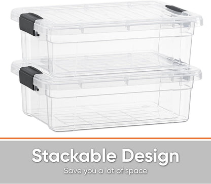 Superio Clear Plastic Storage Bin - 7.4 Quart, Non-Toxic & BPA Free, Stackable Organizer Box for Home & Office