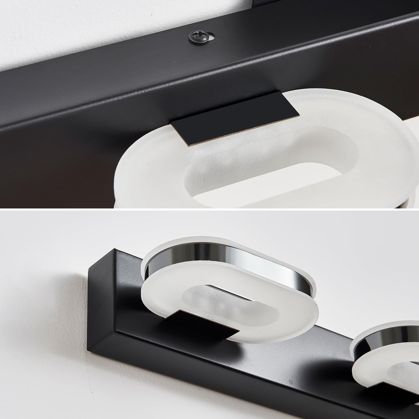 Myhaptim Modern LED 3 Lights Vanity Light for Bathroom Modern Vanity Light Fixture Wall Sconce 19 Inch Natural White Light (Black)