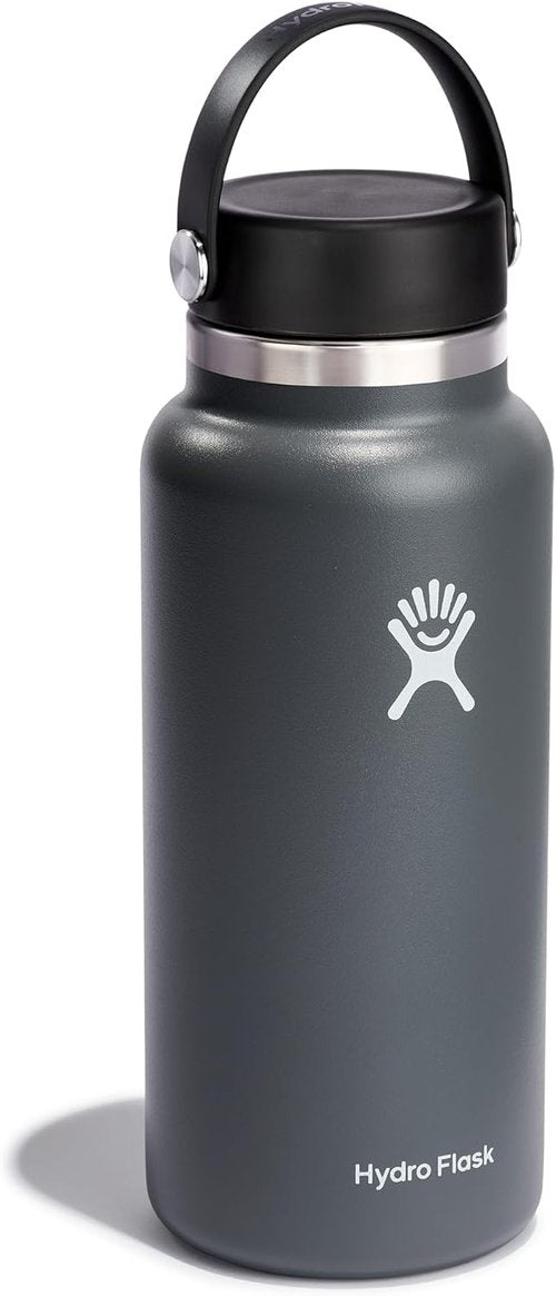 Hydro Flask Water Bottle - Insulated Stainless Steel - Wide Mouth Flex Lid, Non Spill, Leakproof and Refillable in 32 Oz