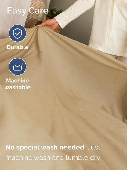 Extra Deep King Fitted Sheet - Hotel Luxury Single Fitted Sheet Only - Easily Fits 18 inch to 24 inch Mattress - Ultra Soft, Wrinkle Free with Extra Deep Pockets - Breathable & Comfy - Heathered Tan