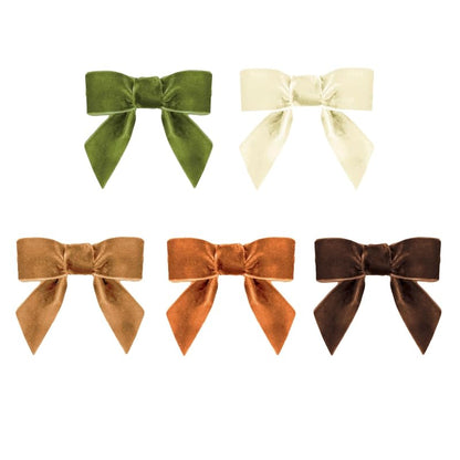 Meseey 2.5 Inch Velvet Bows with Twist Tie – 50 Pcs Khaki Brown Moss Ivory Copper Velvet Ribbon Bows
