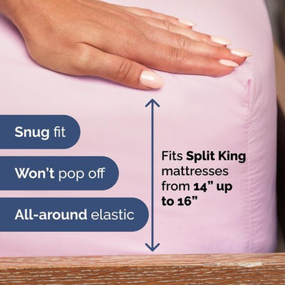 Flex Top Split Head King 4 Piece Sheet Set - Comfy Breathable & Cooling Bed Sheets Set - Hotel Luxury Bedding for Women, Men, Kids, Teens, Boys & Girls - Deep Pockets, Soft and Oeko-Tex - Light Pink