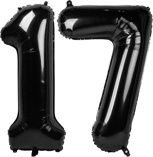 **Numbers 17 Black Foil Balloon - 40 Inch 17th Birthday Decoration for Men & Women | Perfect for Parties**