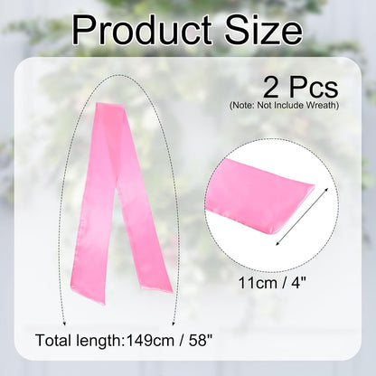Uxcell Wreath Sash - 58" x 4" Pink Satin Blank Sash for Embroidery & Monogram Decor
