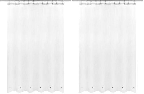 Barossa Design Long Shower Curtain Liner with 6 Magnets - 72" x 78", Waterproof PEVA Shower Liner for Bath Tub, PVC Free, Metal Grommets - Frost, 72x78 (Pack of 2)
