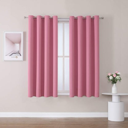 ChrisDowa Grommet Blackout Curtains - Thermal Insulated Room Darkening Panels Set (Pink, 52W x 54L)