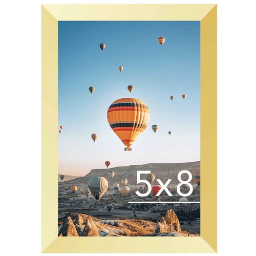 JCJMY 5x8 Picture Frame Gold for Wall Hanging or Tabletop, Wall Mounting Horizontally or Vertically, 5 x 8 Wall Gallery Poster Photo Frame with Durable Shatter Resistant Plexiglass, Gold