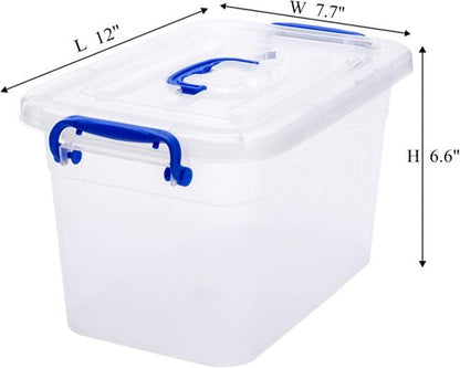 Clear Storage Box by [Brand Name] - 6-Pack 7 Quart Plastic Latch Bins with Handle | 6.5 Liter Capacity